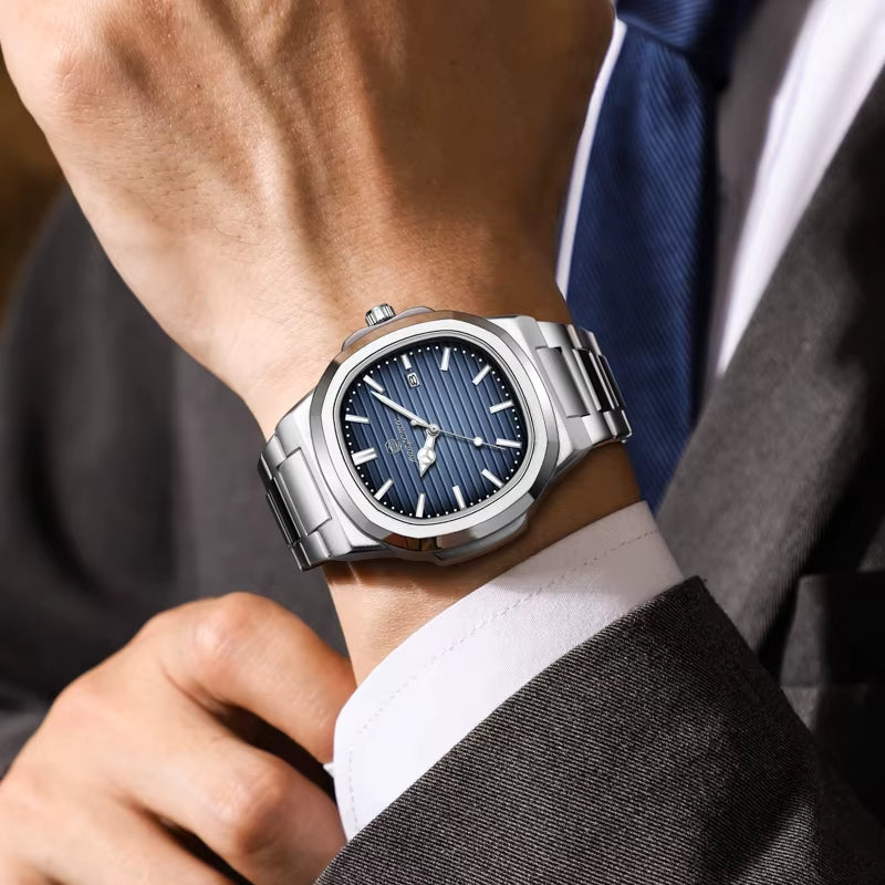 2025New Men Stainless Steel Watch Quartz Waterproof Male Clock Business Watch Mens Watches Top Brand Luxury Men Watch