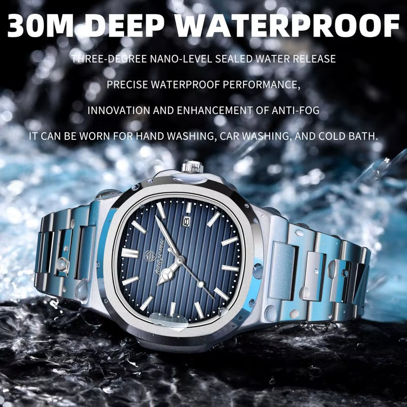 2025New Men Stainless Steel Watch Quartz Waterproof Male Clock Business Watch Mens Watches Top Brand Luxury Men Watch